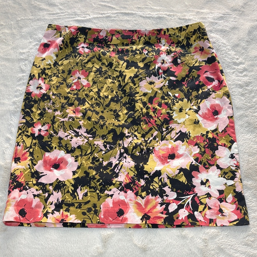 J. Jill Floral Mini Skirt - Pink and Olive